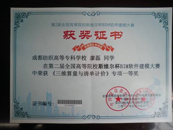 斯维尔杯bim建模大赛建工系师生喜创佳绩